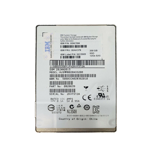 00AK378 - IBM 200GB 2.5 inch 12Gb/s SAS Solid State Drive - Image 1