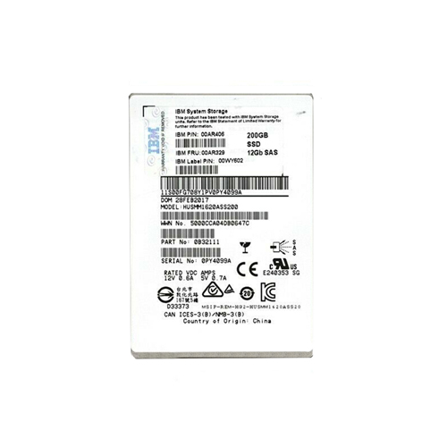 00AR406 - IBM 200GB 2.5 inch MLC 12Gb/s SAS Solid State Drive - Image 1