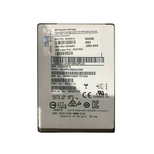 00AR412 - IBM 800GB 2.5 inch 12Gb/s SAS Solid State Drive - Image 1