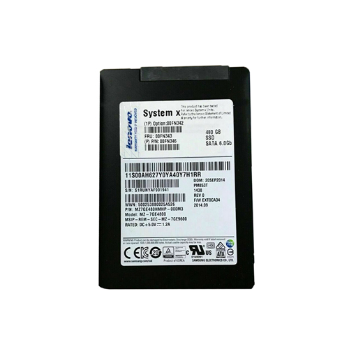 00FN343 - IBM 480GB 2.5 inch MLC 6Gb/s SATA Solid State Drive - Image 1
