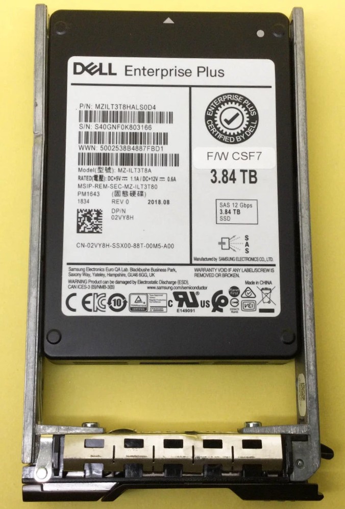 2VY8H201.jpg 2VY8H - Dell 3.84TB SAS Triple-Level Cell SFF 2.5" Solid State Drive - Image 1