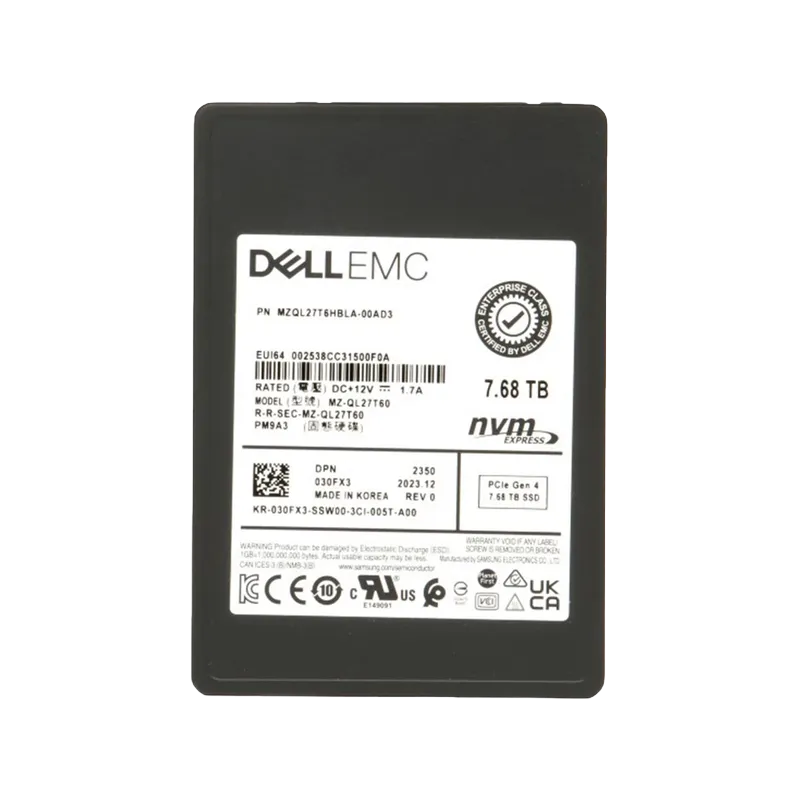 30FX3.webp 30FX3 - Dell 7.68TB PCI Express NVMe TLC 2.5" Solid State Drive - Image 1