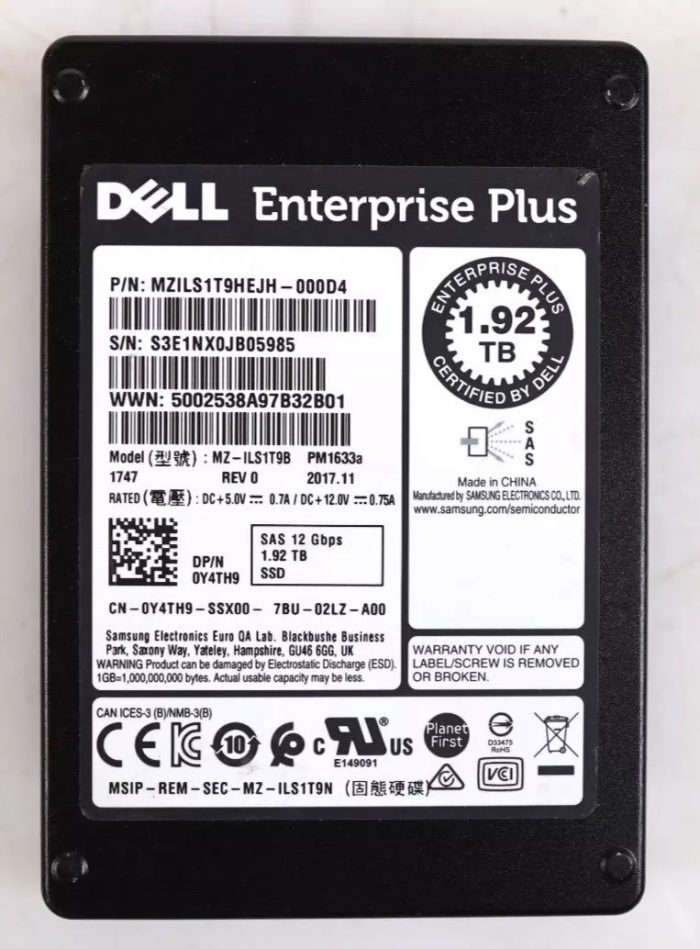 Samsung PM1633a MZILS1T9HEJH-000D4 Read Intensive SSD 1.92 TB SAS 12Gb/s DELL OEM Refurbished - Image 2