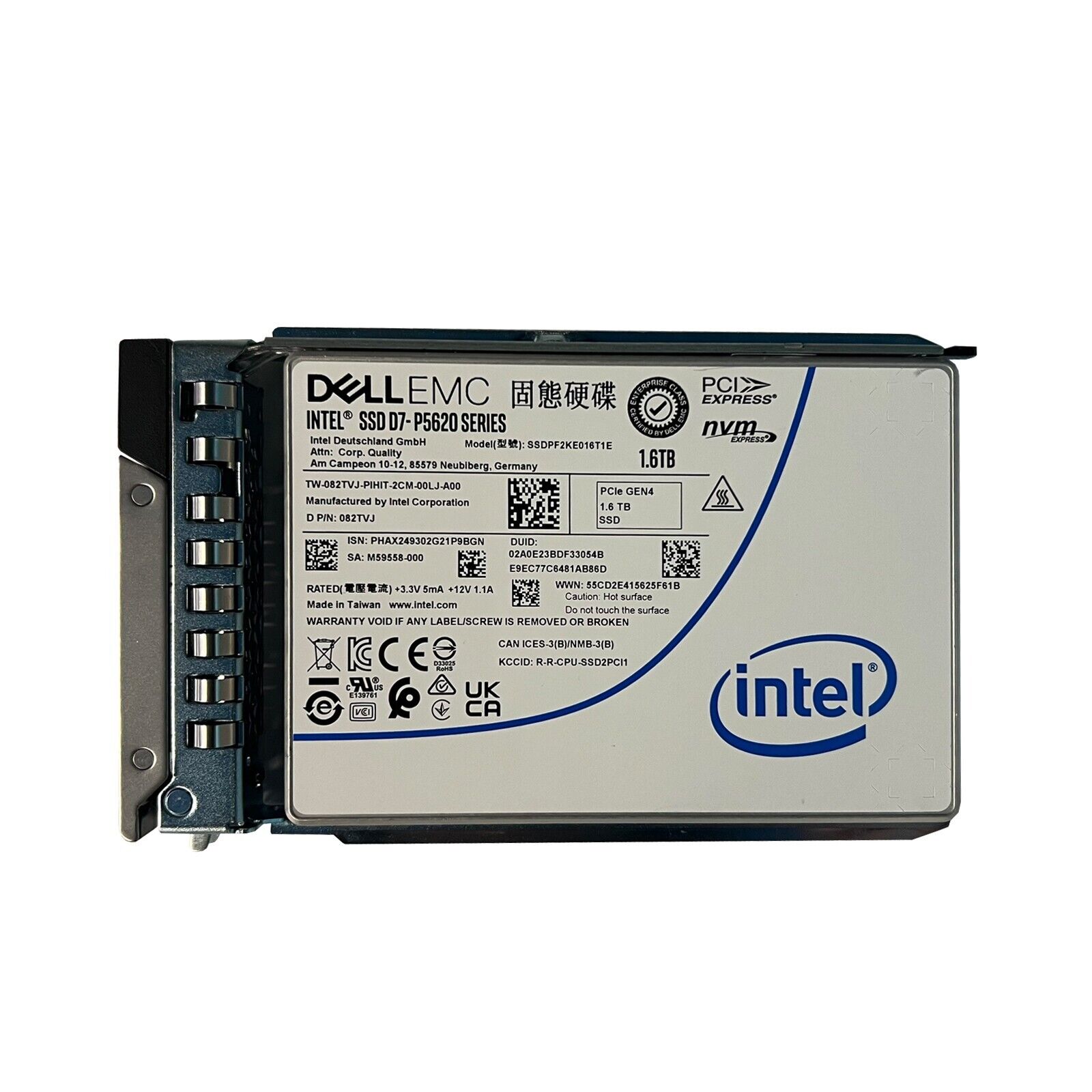 82TVJ.jpg 82TVJ - Dell 1.6TB PCI Express NVMe TLC U.2 2.5" Solid State Drive - Image 1