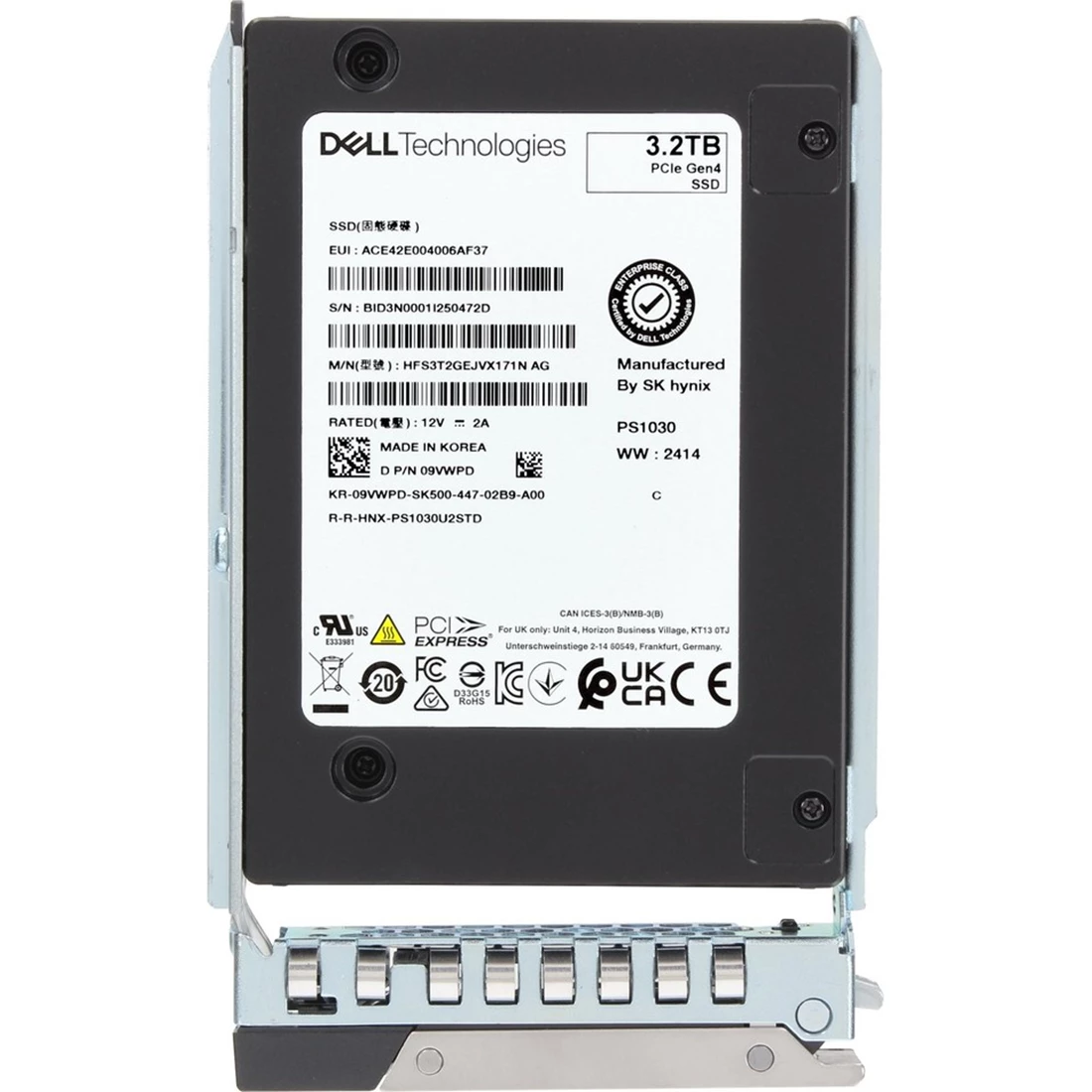 9VWPD-A.webp 9VWPD - Dell 3.2TB PCIe 4.0 NVMe TLC MU 2.5-inch Solid State Drive - Image 1