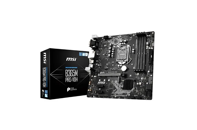 B365MPROVDH-O.webp B365MPROVDH - MSI Socket LGA1151 Intel B365 Chipset Micro-ATX System Board (Motherboard) Supports Core /Pentium Gold/Celeron DDR4 4x DIMM - Image 1