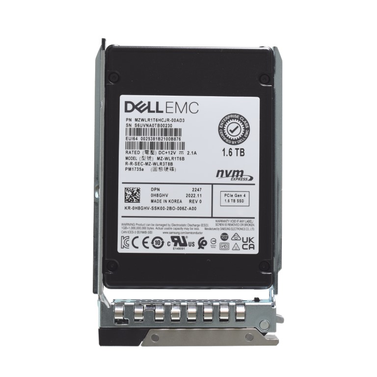 H8GHV.jpg H8GHV - Dell 1.6TB PCI Express NVMe TLC 2.5" Solid State Drive - Image 1