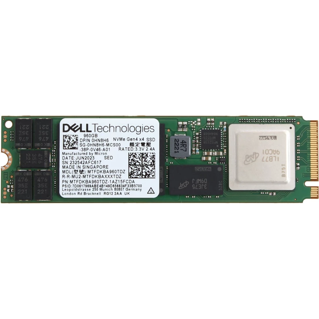 HN8H6-A.webp HN8H6 - Dell 960GB PCI Express NVMe TLC M.2 2280 Solid State Drive - Image 1