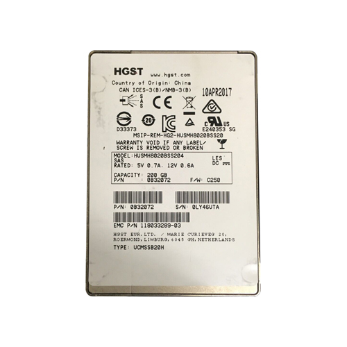 HUSMH8020BSS204-o.webp HUSMH8020BSS204 - HGST 200GB 2.5in MLC 12Gb/s SAS SSD - Image 1