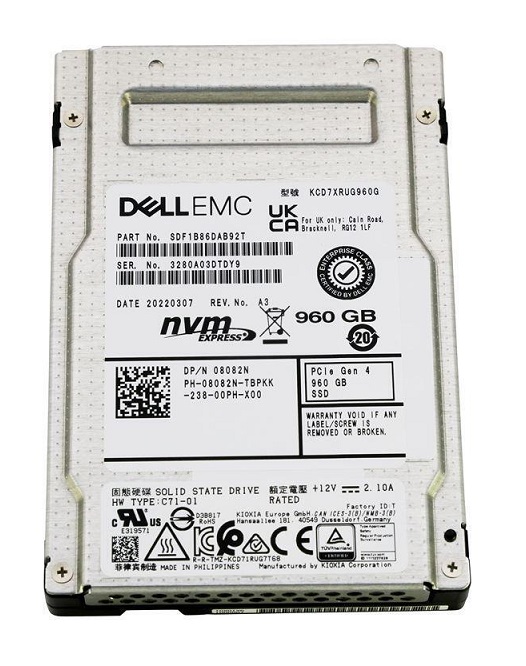 KCD7XRUG960G - KIOXIA CD7-R 960GB PCI Express NVMe TLC U.2 2.5" SSD - Image 1