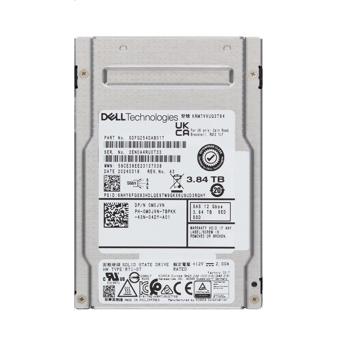 KRM7VVUG3T84-A.webp KRM7VVUG3T84 - KIOXIA RM7-V 3.84TB SAS TLC 2.5" Solid State Drive - Image 1