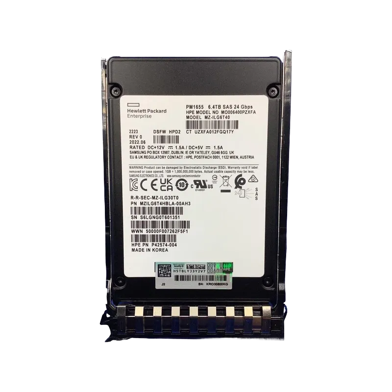MO006400PZXFA.webp MO006400PZXFA - HPE 6.4TB SAS MLC SFF 2.5" Solid State Drive - Image 1