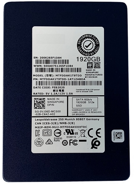 MTFDDAK1T9TDD-1AT1ZABYY-1.jpg MTFDDAK1T9TDD-1AT1ZA - Micron 1.92TB 5200 Pro 2.5in TLC 6Gb/s SATA SSD - Image 1