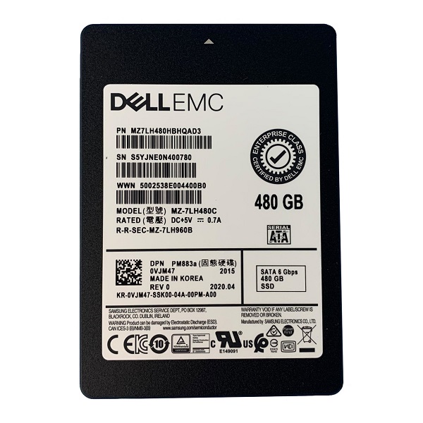 MZ-7LH480C.jpg MZ-7LH480C - Samsung PM883A 480GB SATA TLC 2.5" Solid State Drive - Image 1