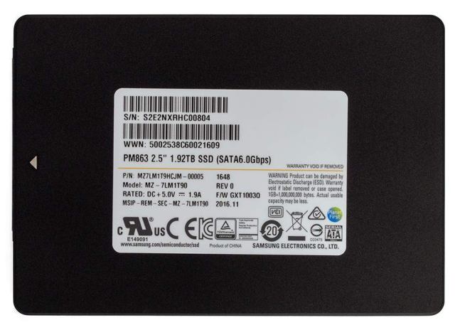 MZ-7LM1T90.jpg MZ-7LM1T90 - Samsung PM863 1.92TB SATA TLC 2.5" Solid State Drive - Image 1