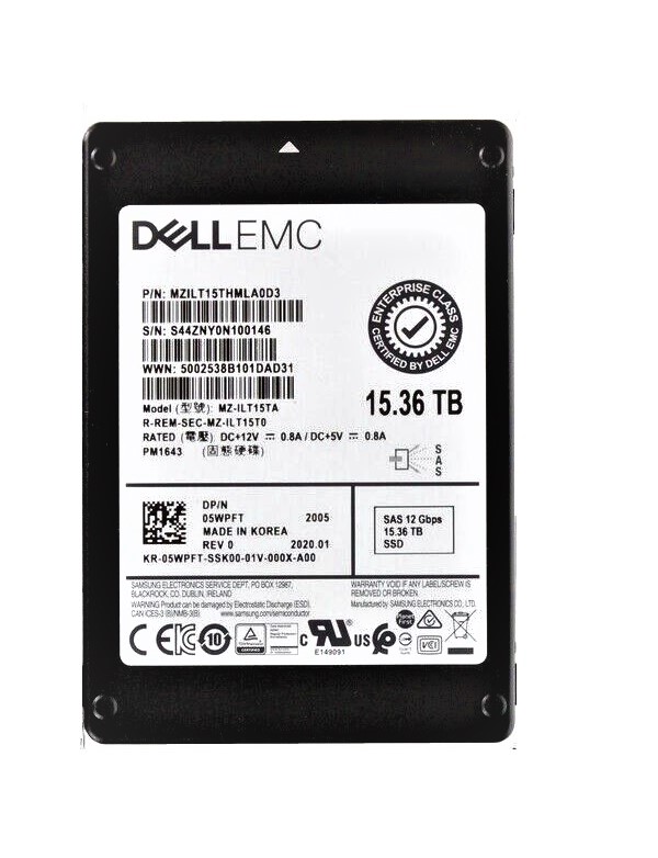 MZ-ILT15TA.jpg MZ-ILT15TA - Samsung PM1643 15.36TB SAS TLC 2.5" Solid State Drive - Image 1