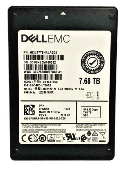 MZ-ILT7T6C - Samsung PM1643A 7.68TB SAS TLC 2.5" Solid State Drive