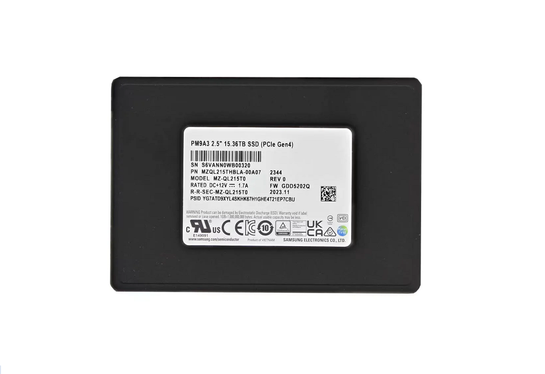 MZ-QL215T0 - Samsung PM9A3 15.36TB PCI Express NVMe TLC U.2 2.5" SSD - Image 1