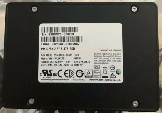 MZ-WLL6T40 - Samsung PM1725a 6.4TB TLC PCIe 3.0 x4 U.2 SSD - Image 1