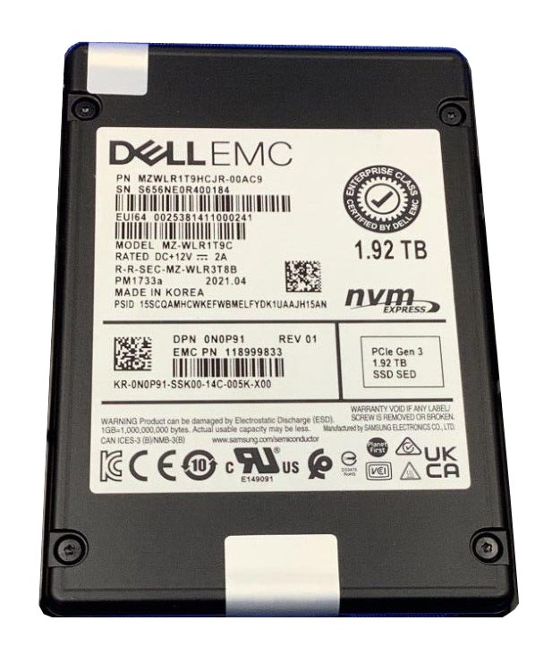 MZ-WLR1T9C.jpg MZWLR1T9HCJR-00AC9 - Samsung PM1733A 1.92TB PCIe NVMe TLC U.2 2.5" SSD - Image 1