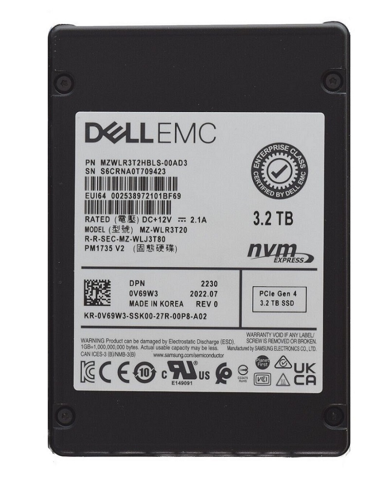 MZ-WLR3T20.jpg MZ-WLR3T20 - Samsung PM1735 3.2TB PCI Express NVMe TLC U.2 2.5" SSD - Image 1