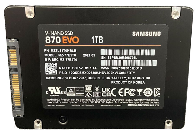 MZ7L31T0HBLB.jpg MZ7L31T0HBLB - Samsung 870 EVO 1TB SATA TLC 2.5" Solid State Drive - Image 1