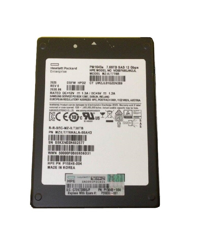 MZILT7T6HALA-00AH3 - Samsung PM1643A 7.68TB SAS TLC 2.5" SSD - Image 1