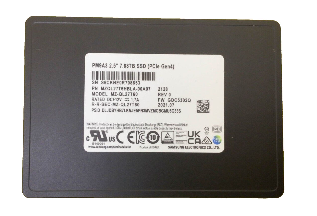 MZQL27T6HBLA.jpg MZQL27T6HBLA - Samsung 7.68TB PCI Express NVMe 2.5" Solid State Drive - Image 1