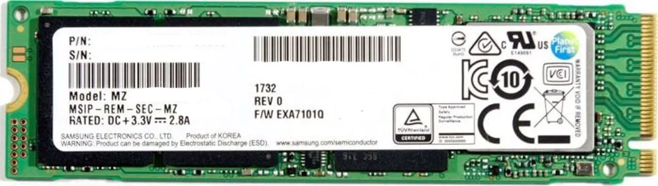 MZVLB1T0HBLR-00000.webp MZVLB1T0HBLR-00000 - Samsung 1TB M.2 2280 TLC PCIe NVMe SSD - Image 1