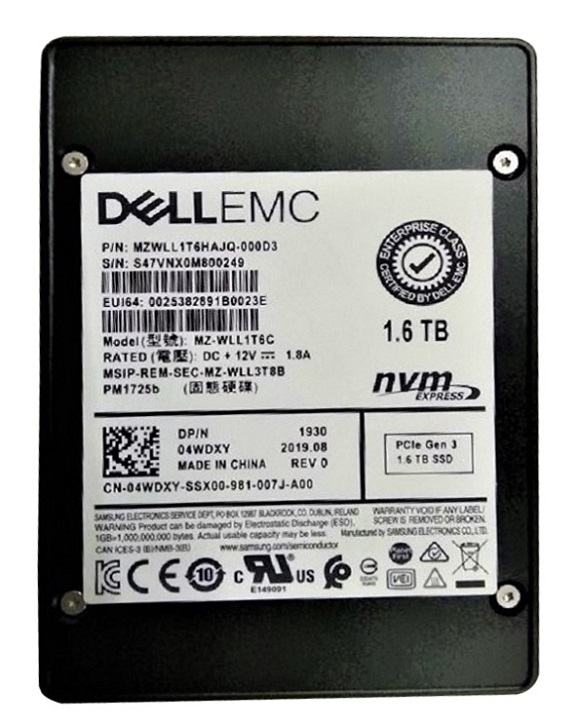 Samsung PM1725b MZWLL1T6HAJQ-000D3 SSD 1.6 TB Pci Express 3.0 X4 (NVMe) DELL OEM Refurbished - Image 1
