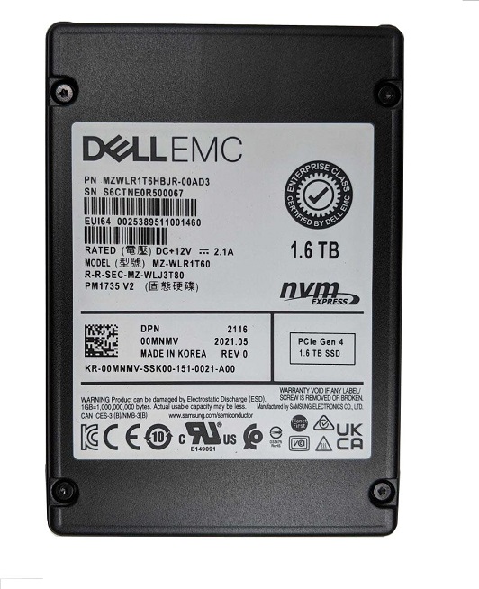 MZWLR1T6HBJR-00AD3.jpg 0MNMV - Dell 1.6TB PCI Express NVMe TLC U.2 2.5" Solid State Drive - Image 1