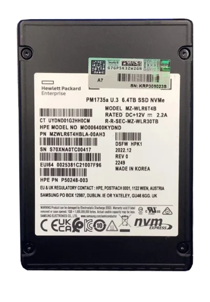 MZWLR6T4HBLA-00AH3 - Samsung 6.4TB PCI Express 4.0 Solid State Drive