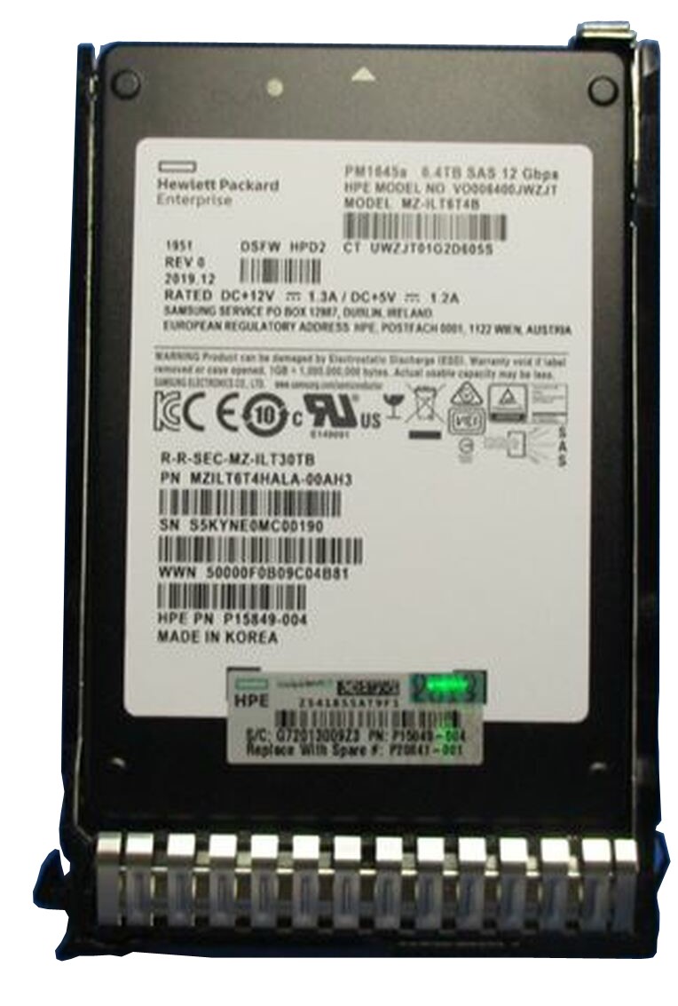 P15849-004.jpg P15849-004 - HPE 6.4TB SAS SFF 2.5" Solid State Drive - Image 1