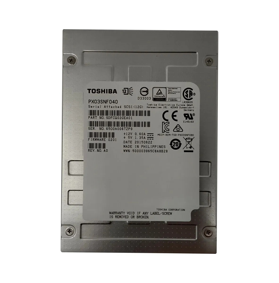 PX03SNF040 - Toshiba 400GB Enterprise 2.5 inch MLC 12Gb/s SAS SSD - Image 1
