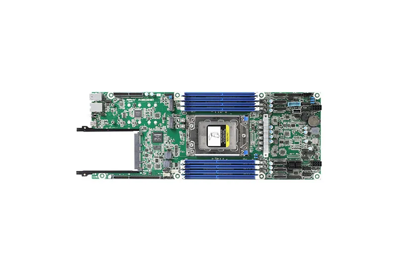 ROMED8HM3.webp ROMED8HM3 - ASRock Socket SP3 LGA4094 SoC Chipset Half-width System Board (Motherboard) Supports EPYC 7003 / 7002 Series DDR4 8x DIMM - Image 1