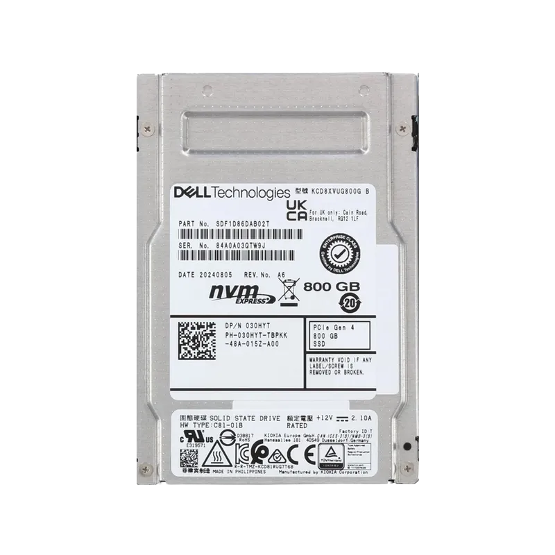 SDF1D86DAB02T.webp SDF1D86DAB02T - KIOXIA CD8-V 800GB PCI Express NVMe TLC 2.5" SSD - Image 1