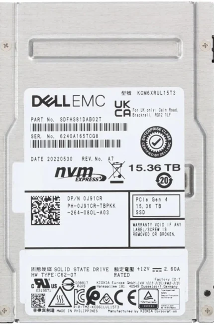 SDFHS81DAB02T - KIOXIA CM6-R 15.36TB PCI Express NVMe TLC 2.5" SSD