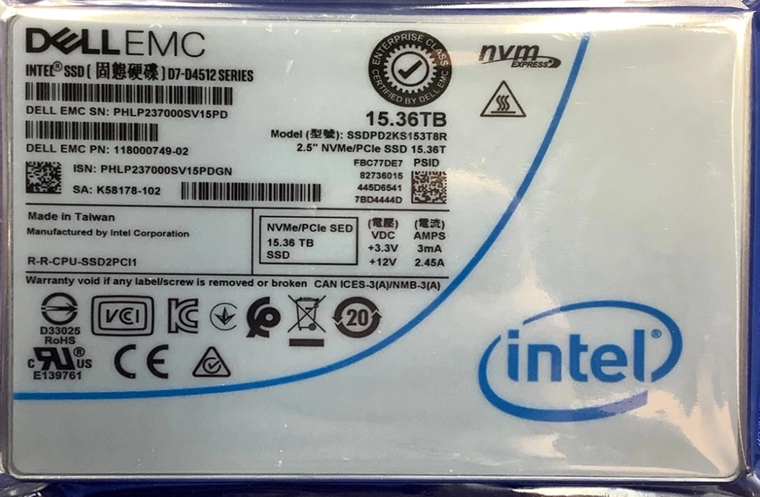 SSDPD2KS153T8R-A.webp SSDPD2KS153T8R - Intel D7-D4512 15.36TB PCIe 3.0 x4 NVMe 2.5" SSD - Image 1