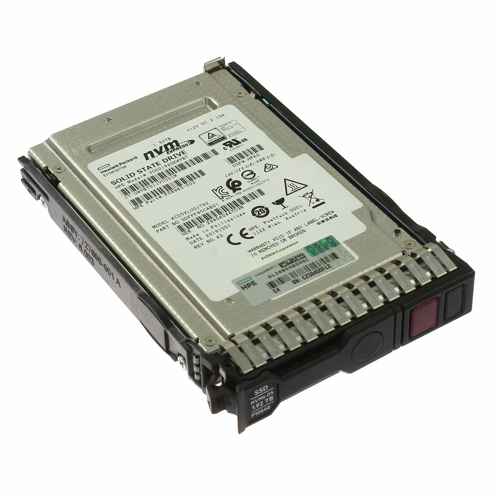 VO001920KWVBT.jpg VO001920KWVBT - HPE 1.92TB PCI Express NVMe TLC 2.5" Solid State Drive - Image 1