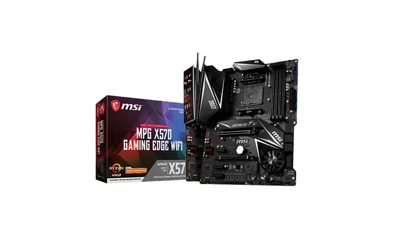 X570EDGEWIFI-O.webp X570EDGEWIFI - MSI Socket AM4 AMD X570 Chipset ATX System Board (Motherboard) Supports Ryzen 5000/4000 G Series DDR4 4x DIMM - Image 1