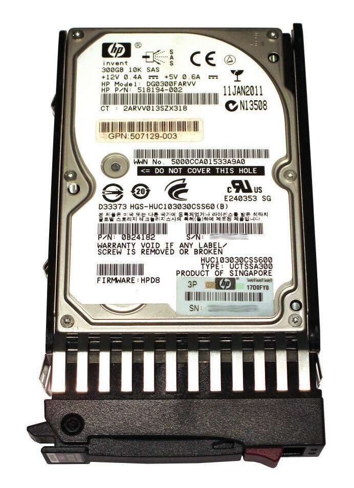 128639_0 HP 518194-002 Dual Port 300GB 10k 6G Sff SAS Ent Hdd - Image 1