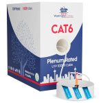 WC-600-WH - Washington Cables Cat6 Ethernet Cable 1000ft Plenum | UTP, 550MHz, 23AWG, 4Pair, 10GB Cat6 Cable - White - WC-600-WH