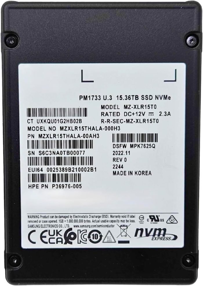 HPE PM1733 P36976-005 SSD 15.36 TB Pci Express 4.0 X4 (NVMe) Refurbished - Image 4