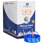WC-612-BL - Washington Cables Cat6 Ethernet Cable 1000ft Plenum 550MHz 23AWG 4Pair Cat Solid Copper Cable - Blue - WC-612-BL