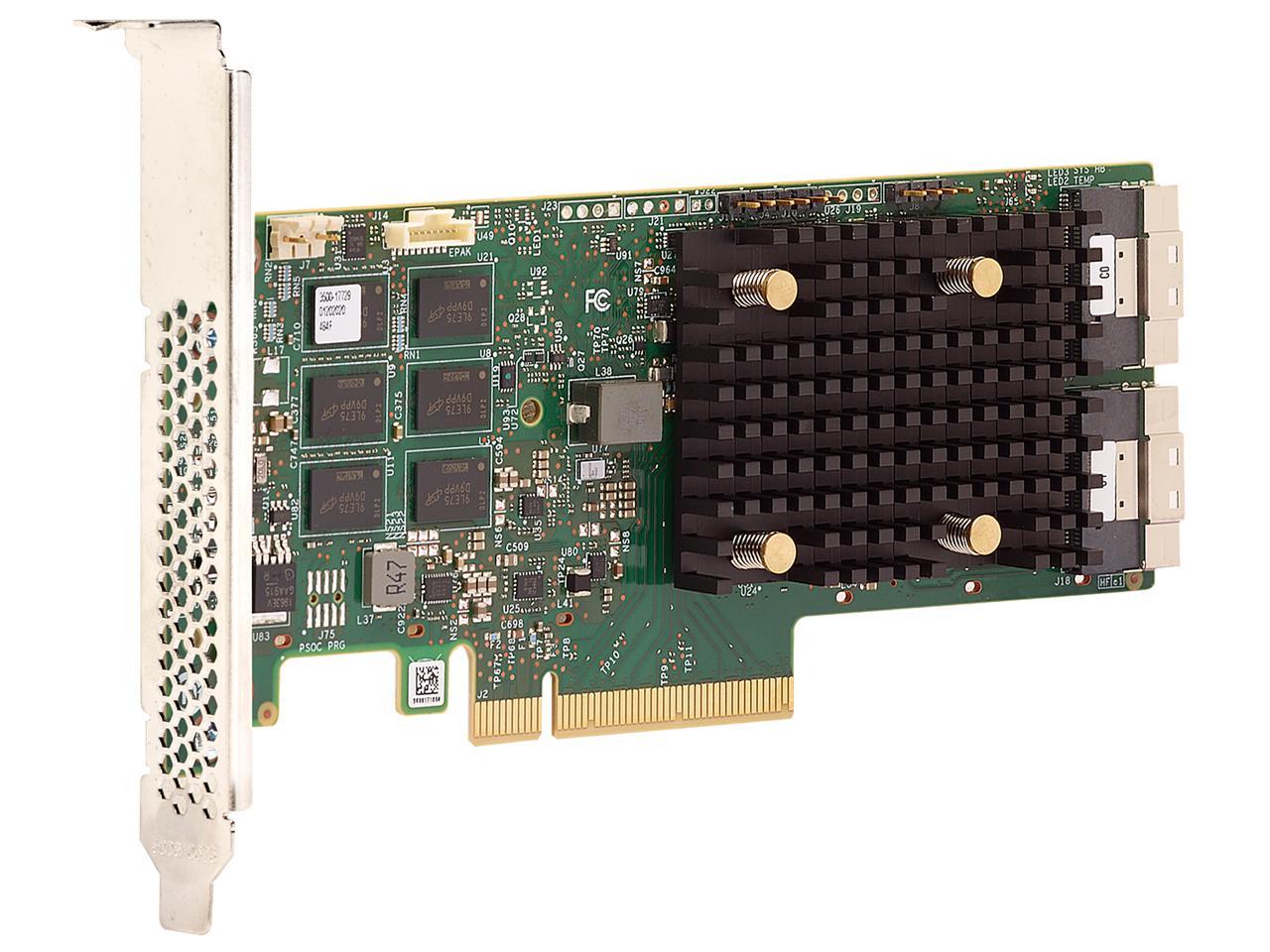 9560-8I.jpg Broadcom 9560-8I MegaRAID 12Gb/s SAS/SATA/PCIe Gen 4.0 (NVMe) Tri-Mode RAID Controller - Image 1