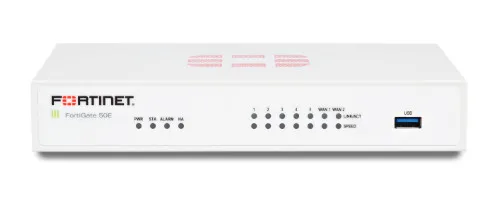 FG-50E FG-50E - Fortinet FortiGate 50E Series 50E 2 x Ports 1000Base-T WAN + 5 x Ports 1000Base-T RJ-45 Switch 1U Rack-mountable Managed Network Security/Firewall Appliance - Image 1