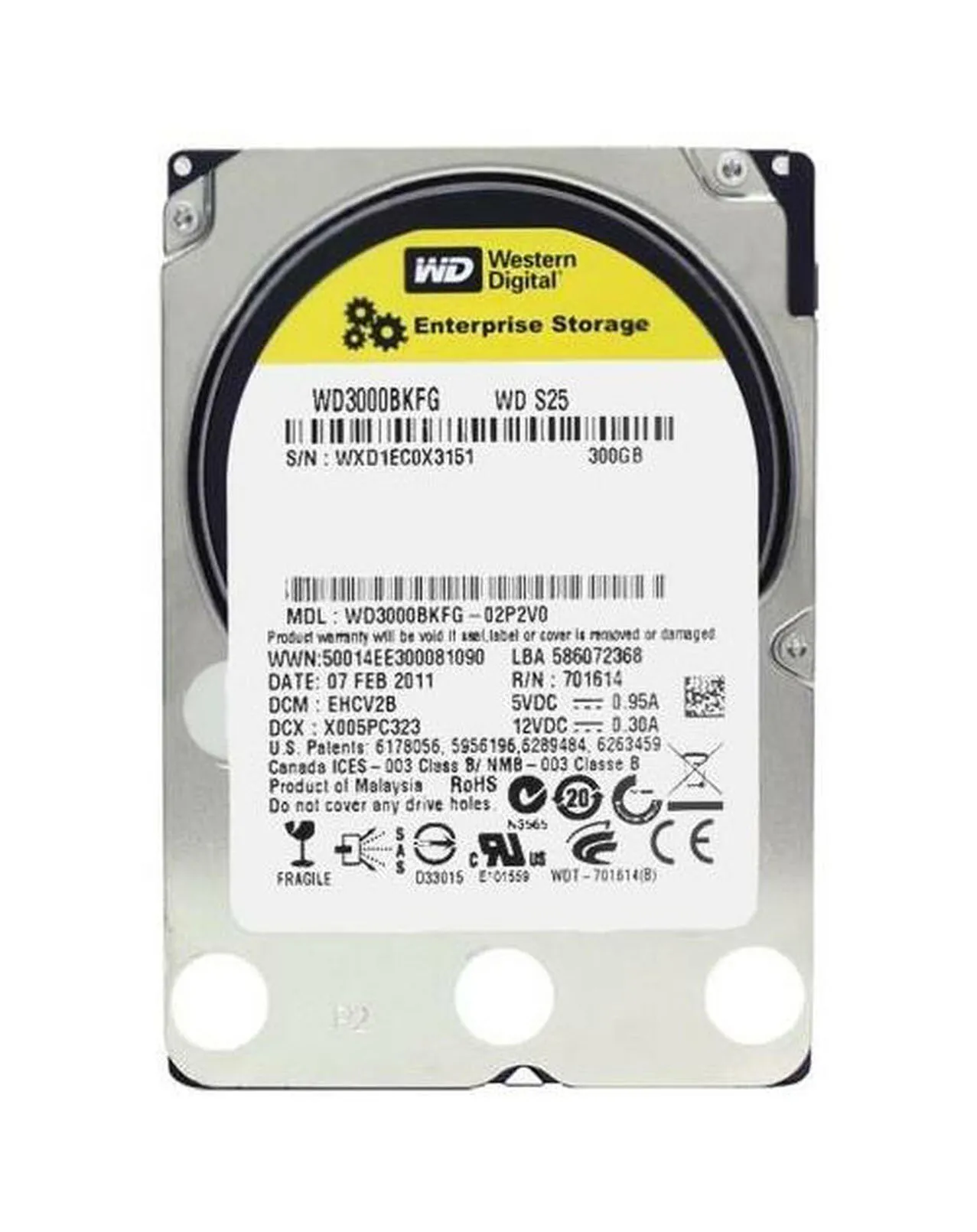 WD3000BKFG-02P2V0-O.webp WD3000BKFG-02P2V0 - Western Digital 300GB 10K SAS 6Gb/s 2.5-in HDD - Image 1