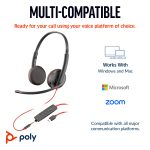 8X229A6 - HP Poly Blackwire 3225 Stereo USB-C Headset +3.5mm Plug +USB-C/A Adapter (Bulk) - 8X229A6